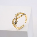 Fashion Simple Hand Jewelry CopperPlated Real Gold Zircon Geometric Open Ring Copperpicture7