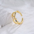 Fashion Simple Hand Jewelry CopperPlated Real Gold Zircon Geometric Open Ring Copperpicture8