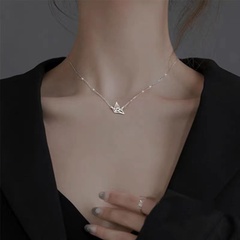 Simple Fashion Paper Crane Pendant Bird Alloy Necklace