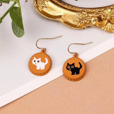 Fashion Cute Cartoon Cat Bottle CapSimple Compact Alloy Earrings's discount tags