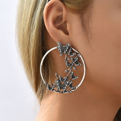Fashion Women's Retro Butterfly Animal Large Simple Metal Earrings