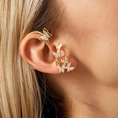 Neue Mode Kupfer Überzug 18K Gold Zirkon Schmetterling Integrierte Ohrringe