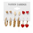 Europe and America Cross Border New Studs Wafer Vertical Bar Diamond Tassel Five Pairs Storage Ear Studs Hanging Earrings Suit Wish Supplypicture4