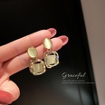 Real gold electroplating opal geometric square metal earringspicture16