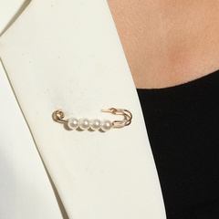 simple style pin shape alloy inlaid Pearl Brooch