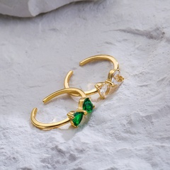Mode Einfache Kupfer Galvanik Echtem Gold Micro Intarsien Zirkon Bogen Offenen Ring