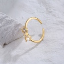 Fashion Simple Copper Electroplating Real Gold Micro Inlaid Zircon Bow Open Ringpicture6