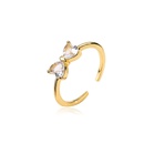 Fashion Simple Copper Electroplating Real Gold Micro Inlaid Zircon Bow Open Ringpicture10