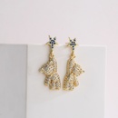 Fashion Copper 18K Gold Zircon Bear Stud Earrings Cute Femalepicture8