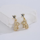 Fashion Copper 18K Gold Zircon Bear Stud Earrings Cute Femalepicture5