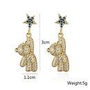 Fashion Copper 18K Gold Zircon Bear Stud Earrings Cute Femalepicture7