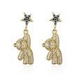 Fashion Copper 18K Gold Zircon Bear Stud Earrings Cute Femalepicture9