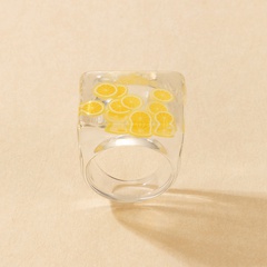 New Fashion Resin Bead Lemon Print Color Ring