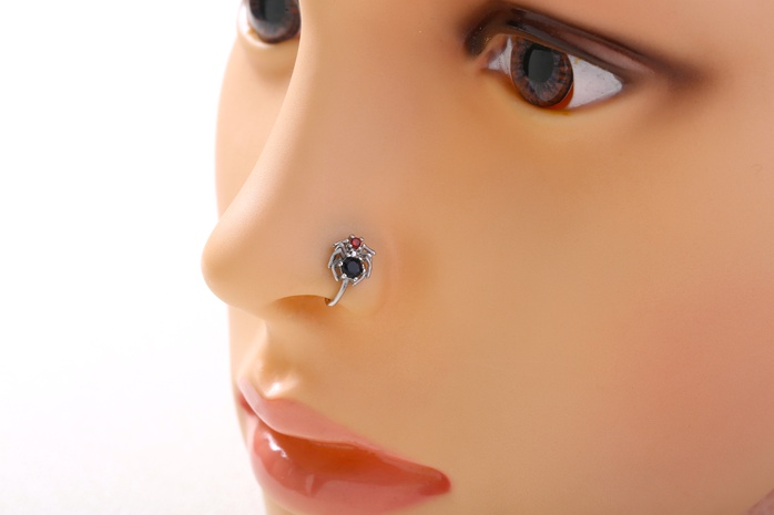 New Cute Animal Spider Micro Inlaid Zircon Perforation-Free Piercing Copper Nose Ring 's discount tags