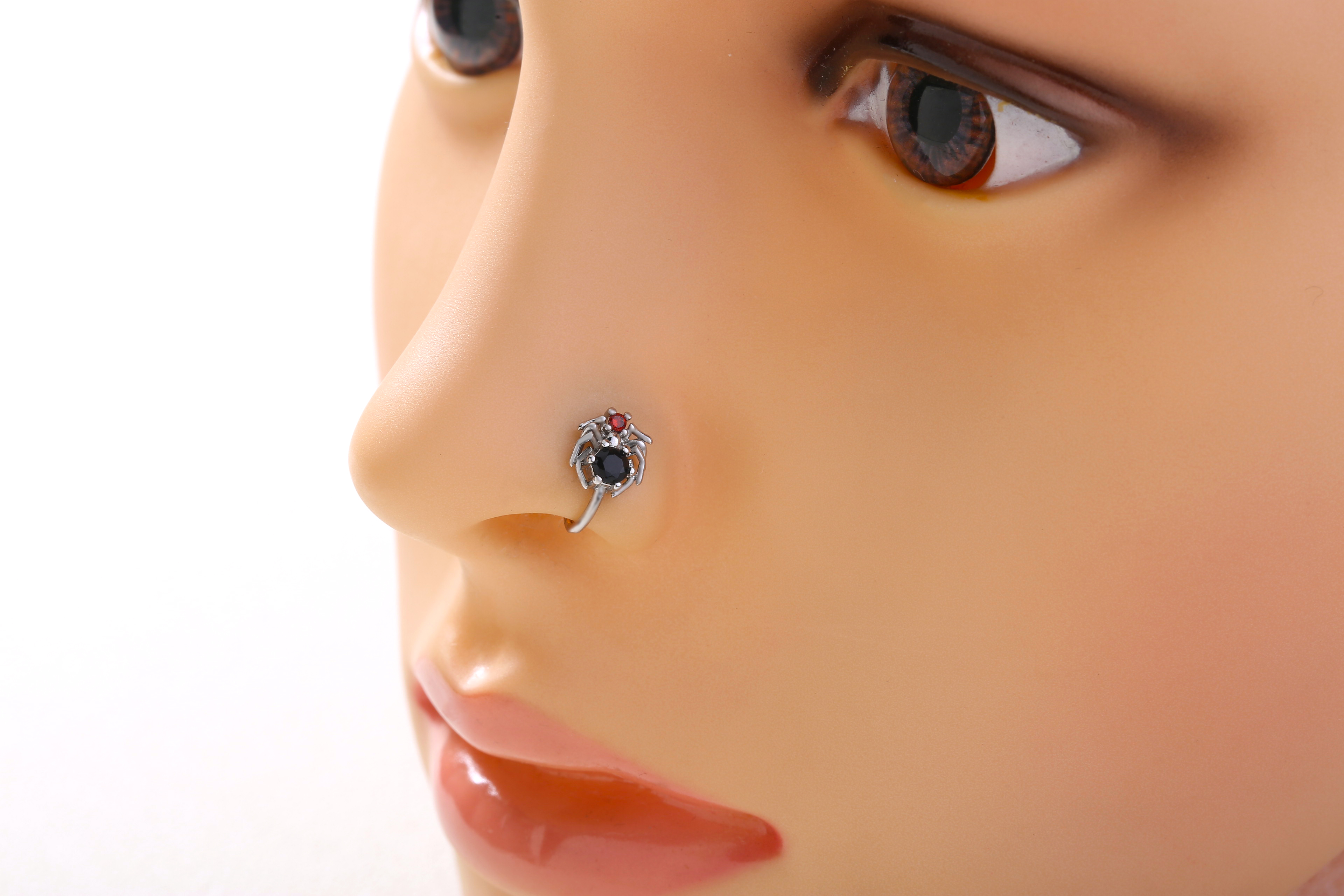 New Cute Animal Spider Micro Inlaid Zircon PerforationFree Piercing Copper Nose Ringpicture1