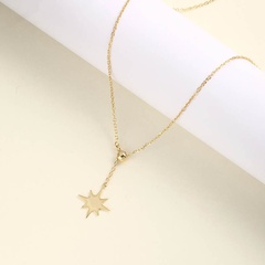 Mode Metallischen Acht Granne Sterne Form Anhänger S925 Sterling Silber Halskette
