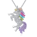 Fashion Dripping Oil Rhinestone Unicorn Necklace Bracelet earrings Ring Setpicture7