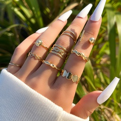 Fashion Creative Geometric Metal Finger Knuckle Ring 9-Piece Set