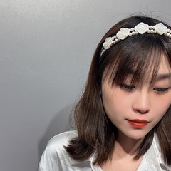 Fashion New Double-Layer Rose Summer Pearl Hair Accessories Headband