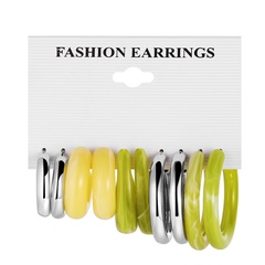 Vintage Simple Women's Solid Color Acetate Type C  Earrings Set 5-Piece