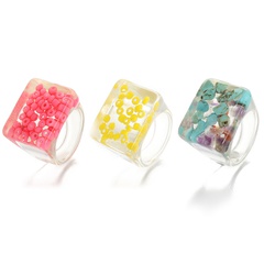 Cute Colorful Candy Series Fruit Thick Square Transparent Resin Ring