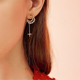 New Simple Style Star Moon tassel copper inlaid zircon Earringspicture10