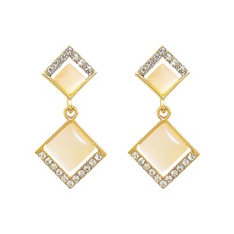 simple style Geometric Opal square pendant copper inlaid zircon Earringspicture10