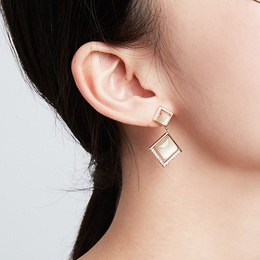 simple style Geometric Opal square pendant copper inlaid zircon Earringspicture9