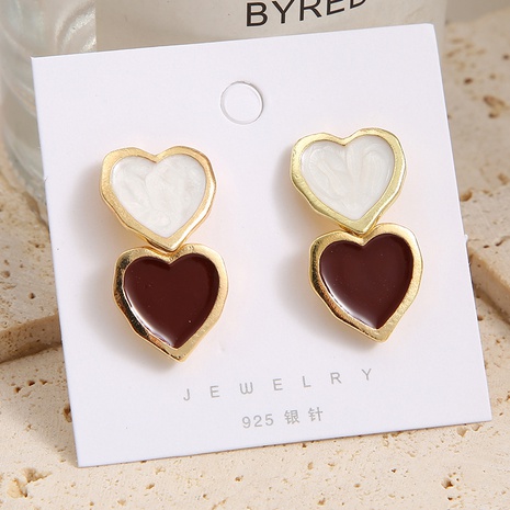Simple Elegant Women's White Red Dropping Oil Love Heart Earrings's discount tags