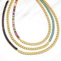 Fashion Stitching Cuban Simple Hip Hop Clavicle Chain Female Zircon Copper Necklace