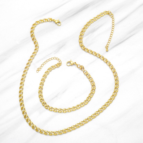 Moda Hip Hop 18K oro Real Chapado en cobre en forma de O Unisex collar pulsera ornamento's discount tags