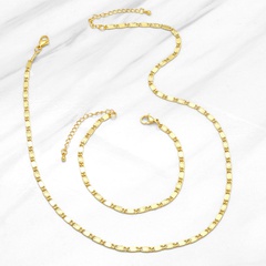 Fashion Simple 18K Gold Plated Starry Geometric  Women Copper Necklace Bracelet