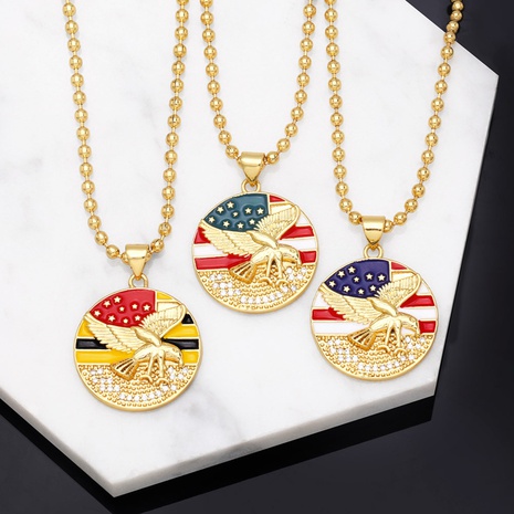 Fashion Eagle Star Stripes Simple Clavicle Chain Zircon Copper Necklace's discount tags