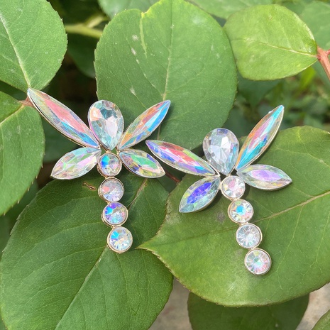 Mode Kreative Bunte Libelle Form Diamant Legierung Ohrringe's discount tags