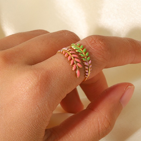 Nuevo anillo abierto de acero inoxidable chapado en oro de 18K con forma de rama creativa a la moda's discount tags