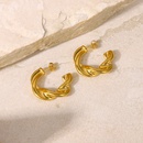 Fashion 18K Gold Plated Twisted CShaped Geometric Stainless Steel Twisted Hoop Earringspicture9