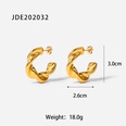 Fashion 18K Gold Plated Twisted CShaped Geometric Stainless Steel Twisted Hoop Earringspicture14