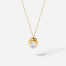 Fashion Water Drop Pearl 18K Gold Plated Pendant Stainless Steel Necklacepicture10