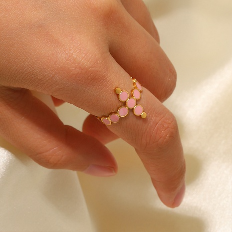 Anillo de apertura de círculo de goteo rosa de acero inoxidable chapado en oro de 18K de moda's discount tags