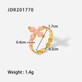 Fashion 18K Gold Plated Stainless Steel Pink Drip Circle Cross Opening Ringpicture12