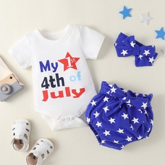 Fashion Summer New Letter Star Printing Casual Three-Piece Children's Suit Independence Day