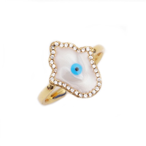 Fashion Copper 18K Gold Drop Shells Zircon Devil 'S Eye Opening Ring's discount tags