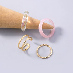 Fashion Simple Pink Transparent Resin Alloy Iron Ring Set