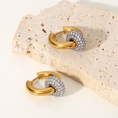 circle Zircon decor Electroplated Stainless Steel 
circle Earrings