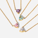 Fashion New 18K GoldPlated Stainless Steel  HeartShaped Zircon Pendant Necklacepicture9