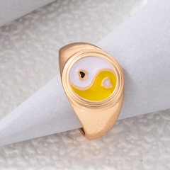 Fashion New Colorful Oil Checkered Tai Chi Alloy Single Ring
