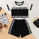 Fashion New Summer Casual Sports Solid Color Letters Printed TwoPiece Childrens Suitpicture2