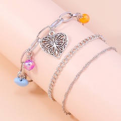 Fashion Ornament Sweet Cute Colorful Turquoise Hollow Heart Butterfly Bracelet Set