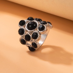 Fashion Jewelry Unisex Alloy Black Rhinestone Single Geometric Irregular Ring