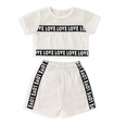 Fashion New Summer Casual Sports Solid Color Letters Printed TwoPiece Childrens Suitpicture10